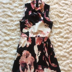 High-neck floral dress